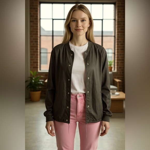 Joe Fresh Jackets & Blazers - Joe Fresh deep grey bomber style jacket, snaps, pockets, corded hem- cinch in 🩶